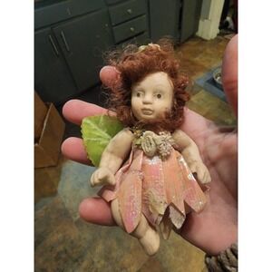 Vintage Porcelain Posable Fairy Red Hair Girl Hanging Ornament